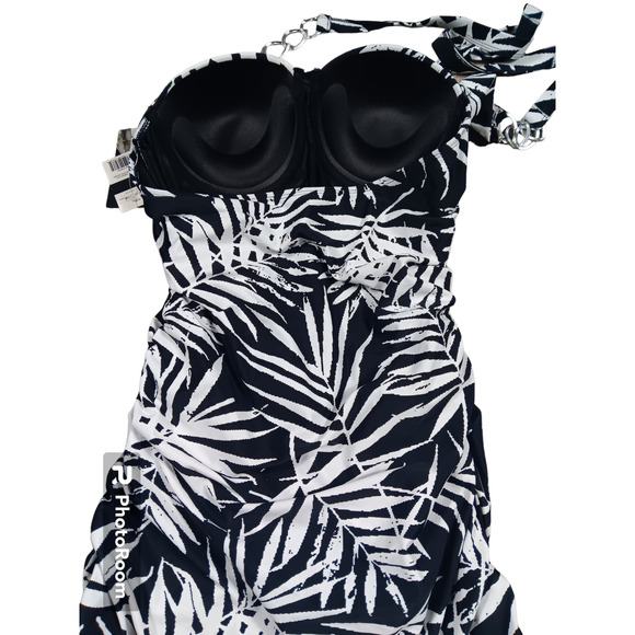 Marilyn Monroe Tummy Control Slimming Underwire Bra Cups Halter Swim One Piece M - Picture 8 of 8